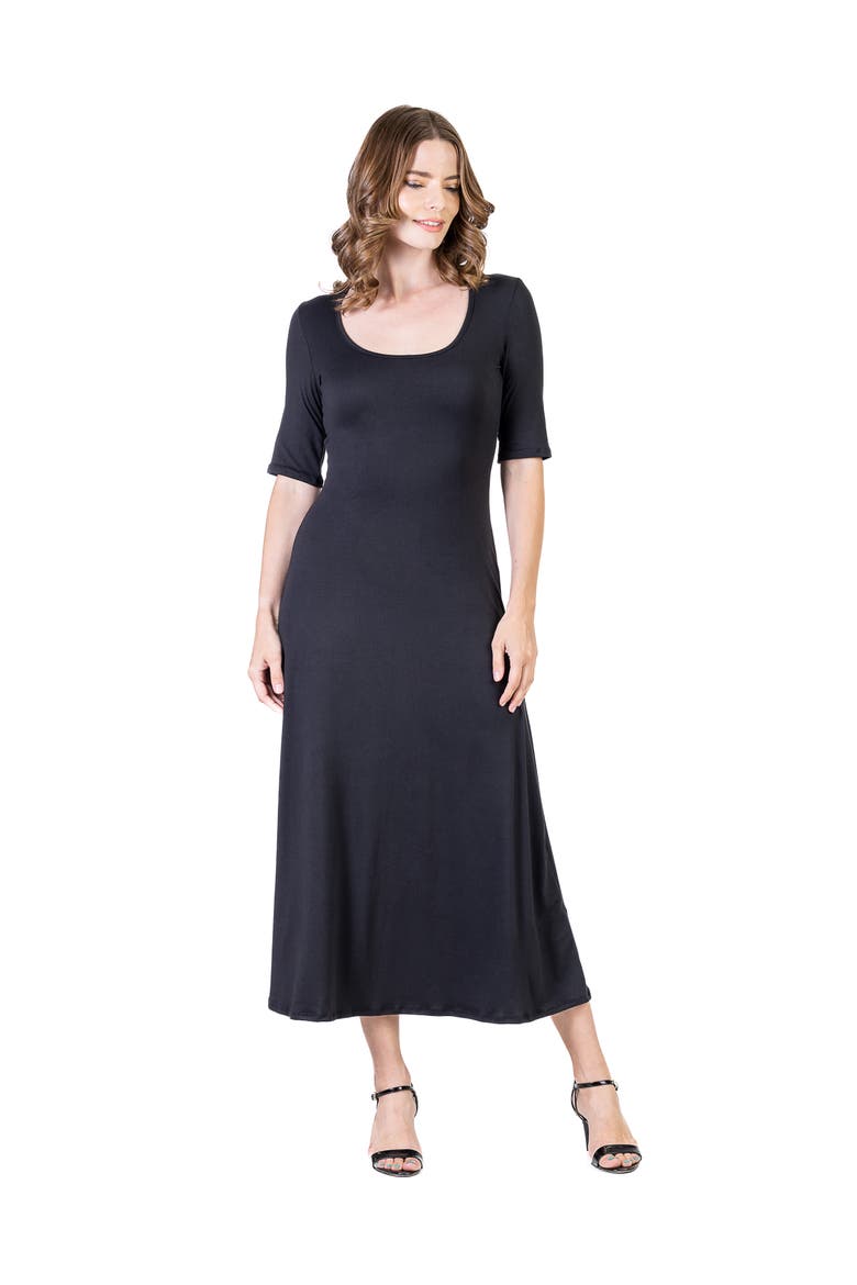 Womens Casual Maxi Dress With Sleeves, Main, color, Black