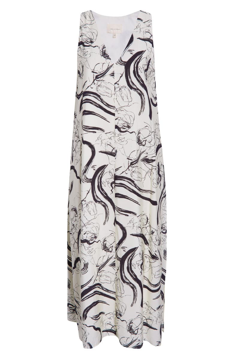 MELLODAY Sleeveless Shift Dress, Alternate, color, Ivory/ Black Print