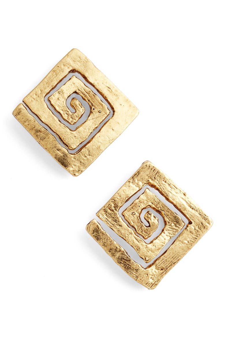 Square Stud Earrings, Main, color, GOLD