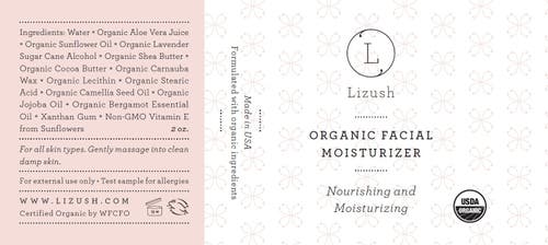 Lizush Organic Facial Moisturizer Nourishing And Moisturizing In Natural