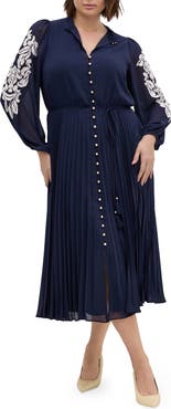 City Chic Adorn Pleated Long Sleeve Maxi Dress