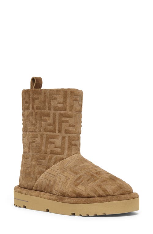 Shop Fendi Après Chic Ff Logo Genuine Shearling Lined Bootie In F0c23 Tabacco/latte