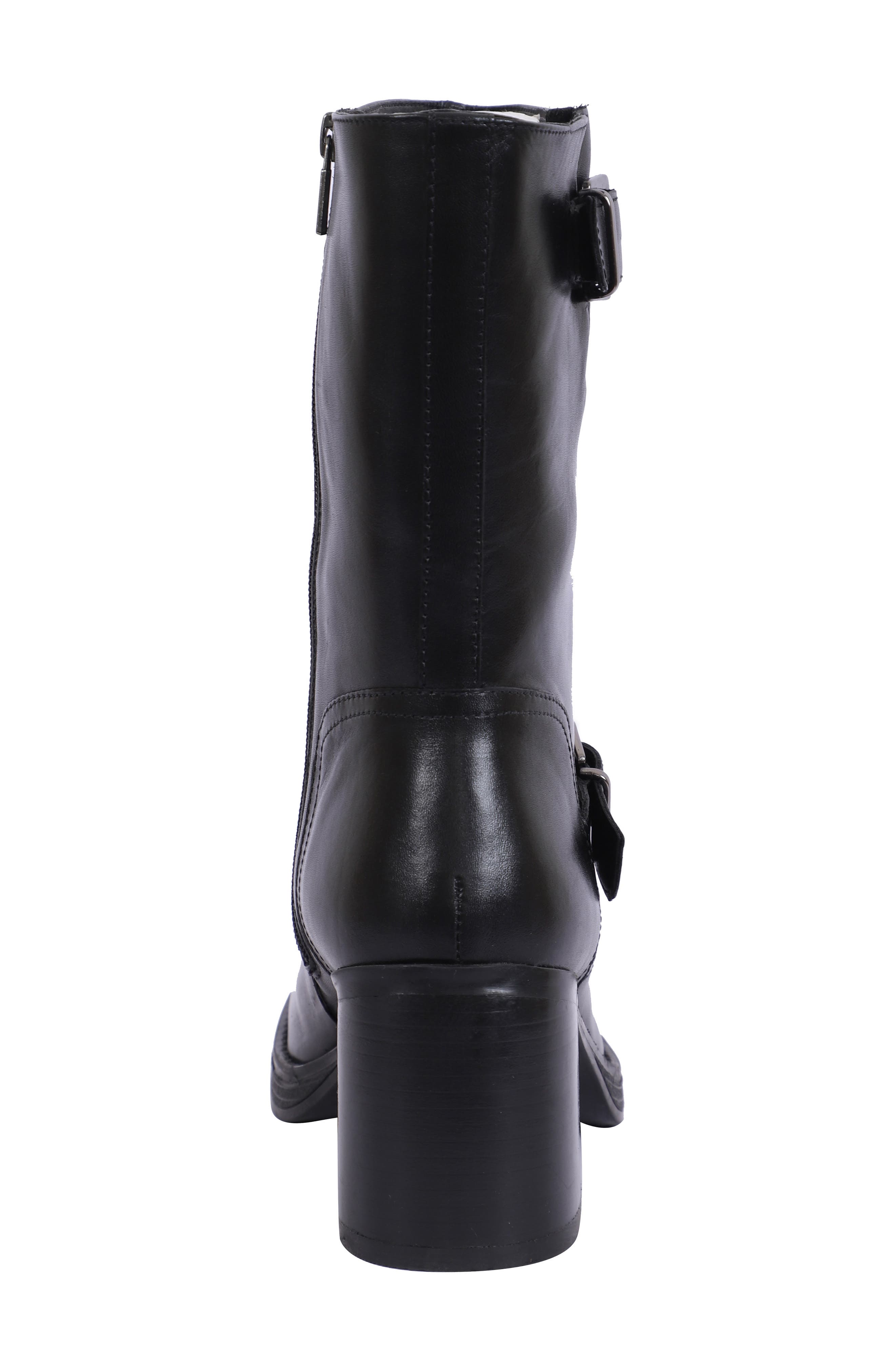 Kenneth Cole Janice Block Heel Engineer Boot, Alternate, color, Black Leather