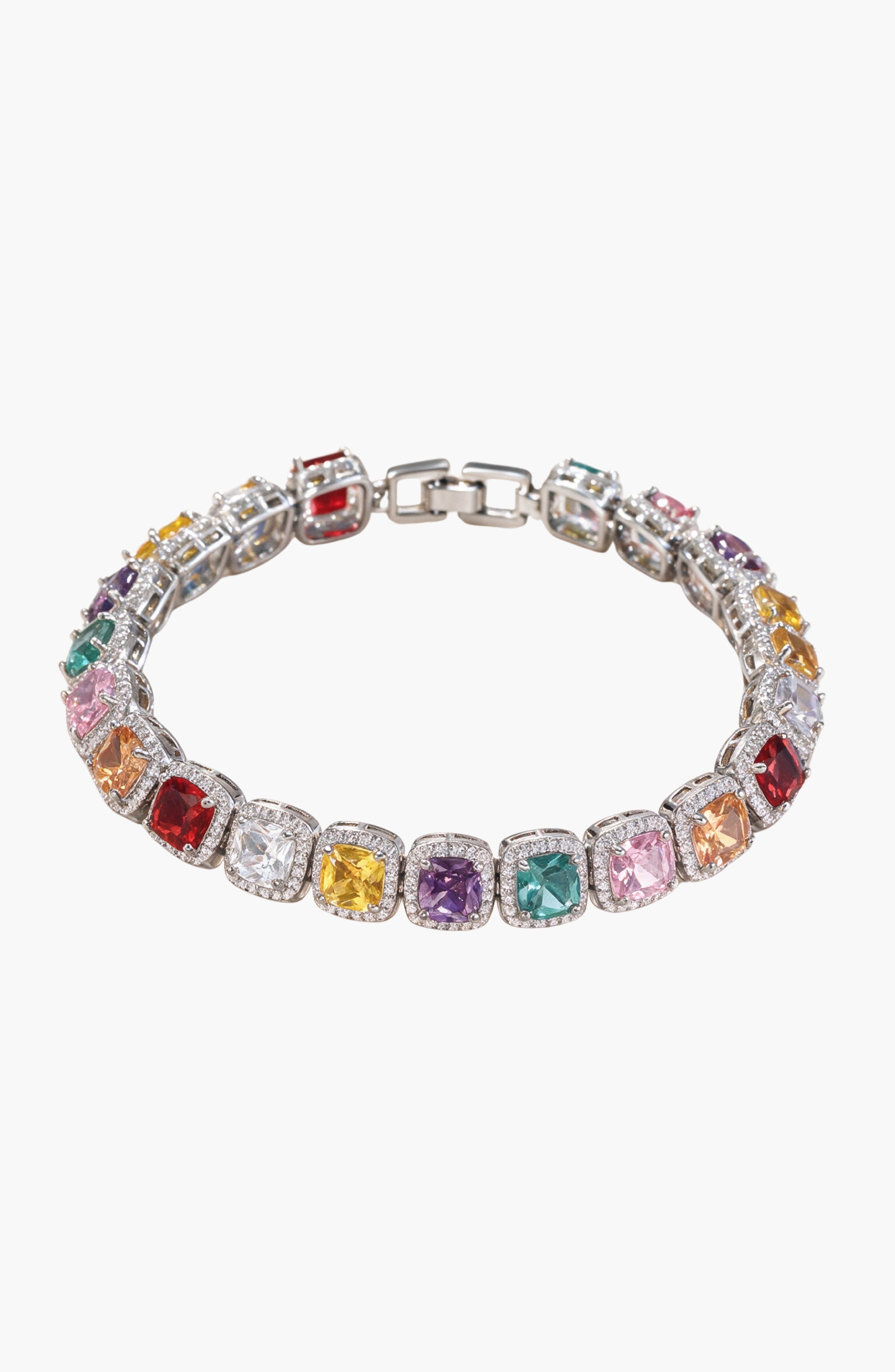 Modenaire Square Crystal Tennis Style Statement Bracelet (Women ...