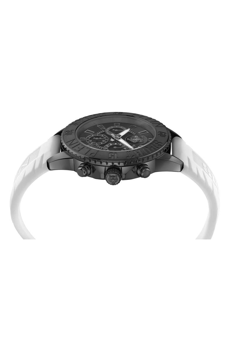 PLEIN SPORT Glam Chrono Silicone Strap Watch, 44mm, Alternate, color, Black