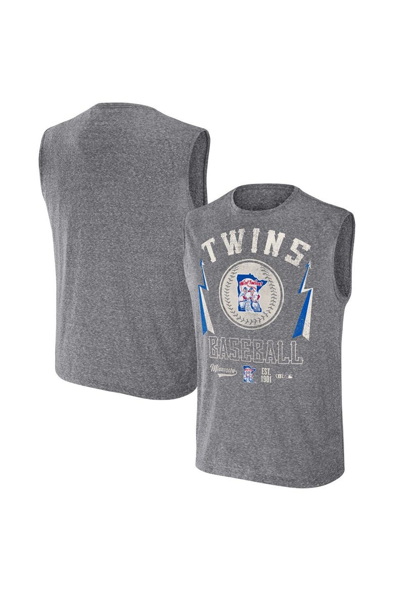 Men's Darius Rucker Collection by Fanatics Charcoal Minnesota Twins Relaxed-Fit Muscle Tank Top, Alternate, color, Charcoal
