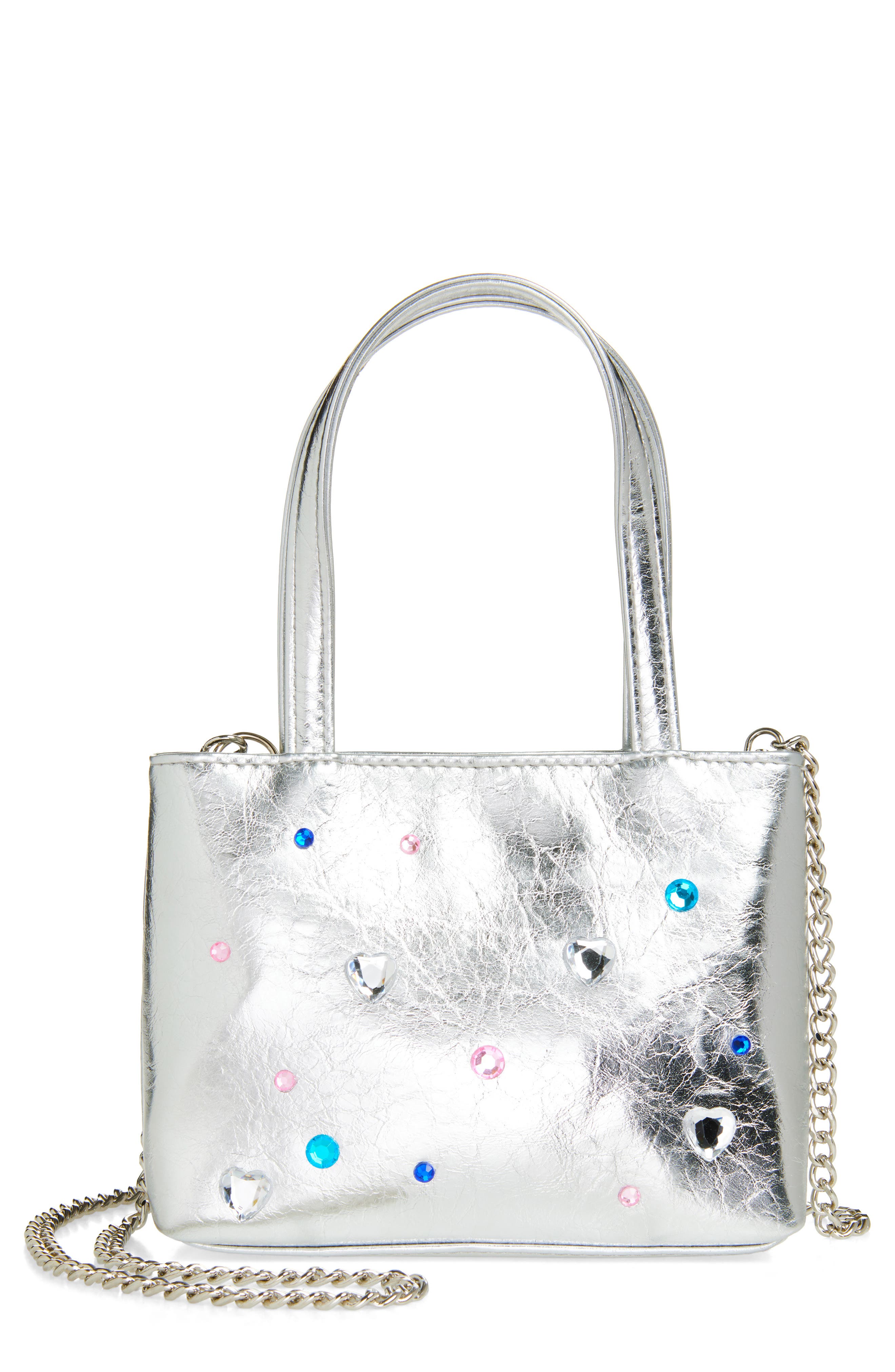 Ruby 
Ry Kids
 Silver Crystal Detail Tote, Main, color, Silver