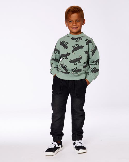 Deux Par Deux Little Boy's French Terry Denim Jogger Pant Black Jeans In Black Jeans