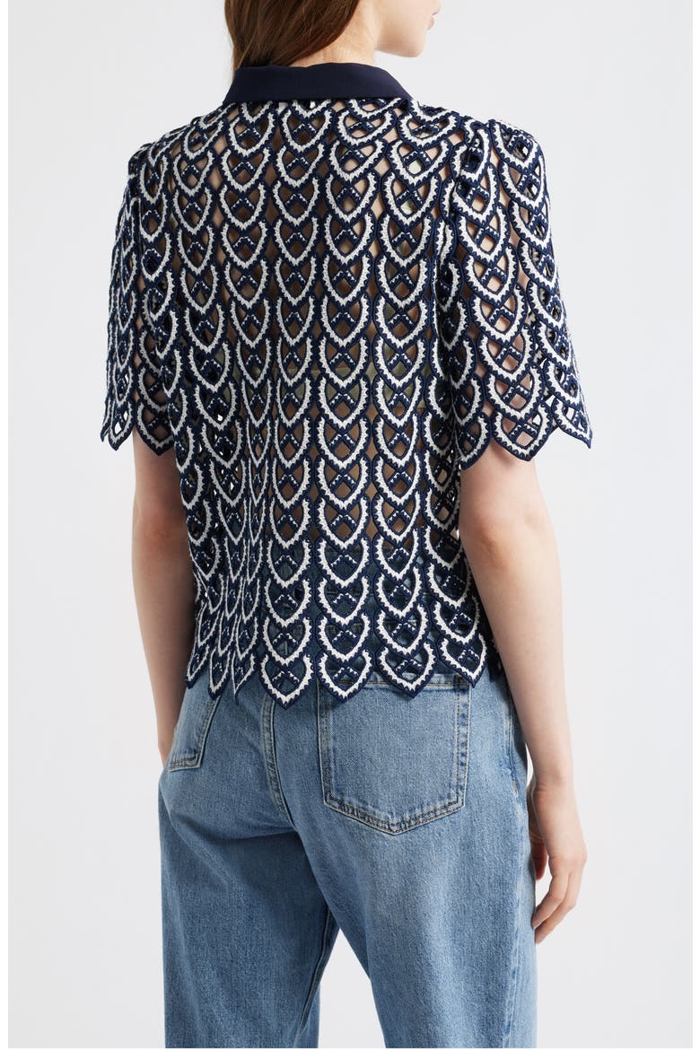 Addison Sheer Lace Top, Alternate, color, NAVY/ WHITE