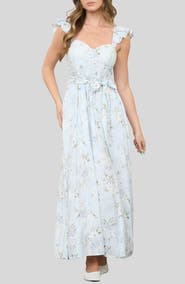 Blu Pepper Floral Print Ruffle Maxi Dress