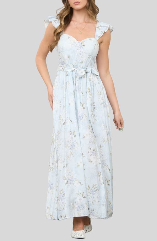 Blu Pepper Floral Print Ruffle Maxi Dress In White