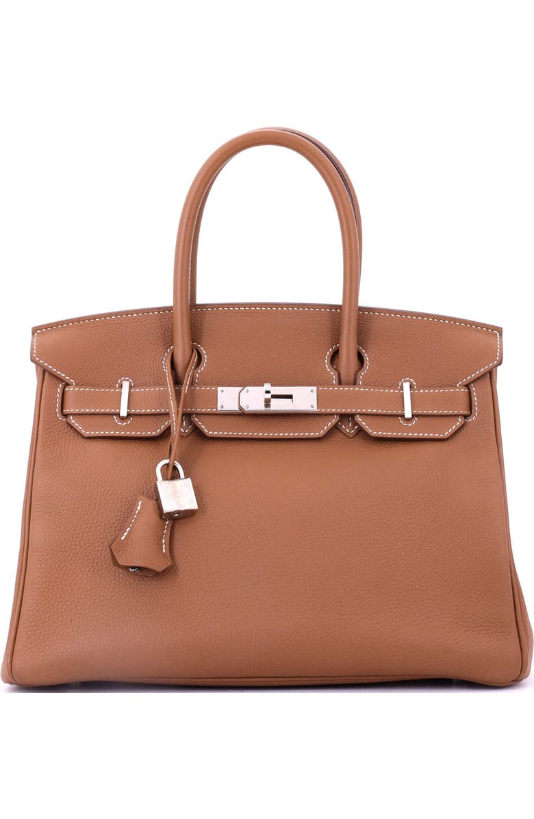 Pre-Owned Hermes Birkin Handbag Brown Togo with Palladium Hardware 30, Main, color, Gold