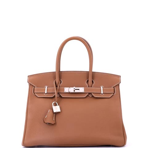 Birkin Handbag Brown Togo with Palladium Hardware 30