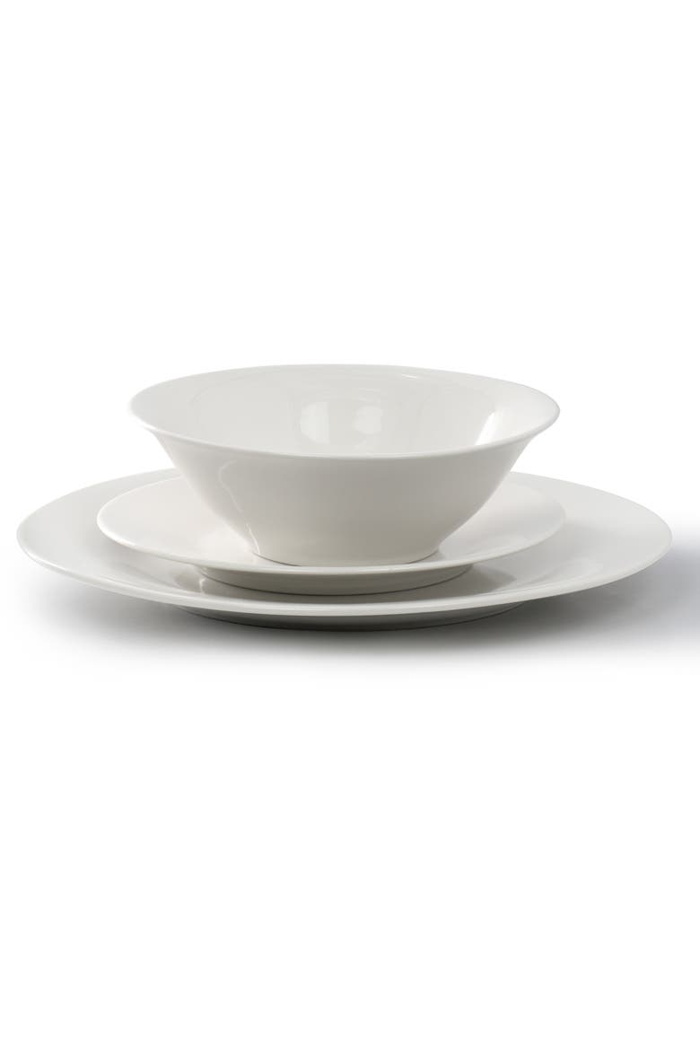 Everyday 12 Piece Round Fine Ceramic Dinnerware Set, Alternate, color, White