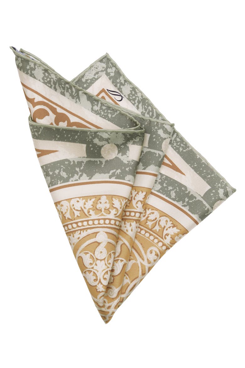Noto - Silk Pocket Square for Men, Alternate, color, Sage