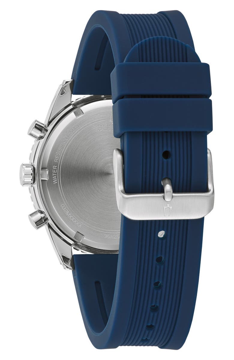 BULOVA Chronograph Quartz Silicone Strap Watch, 43mm, Alternate, color, 