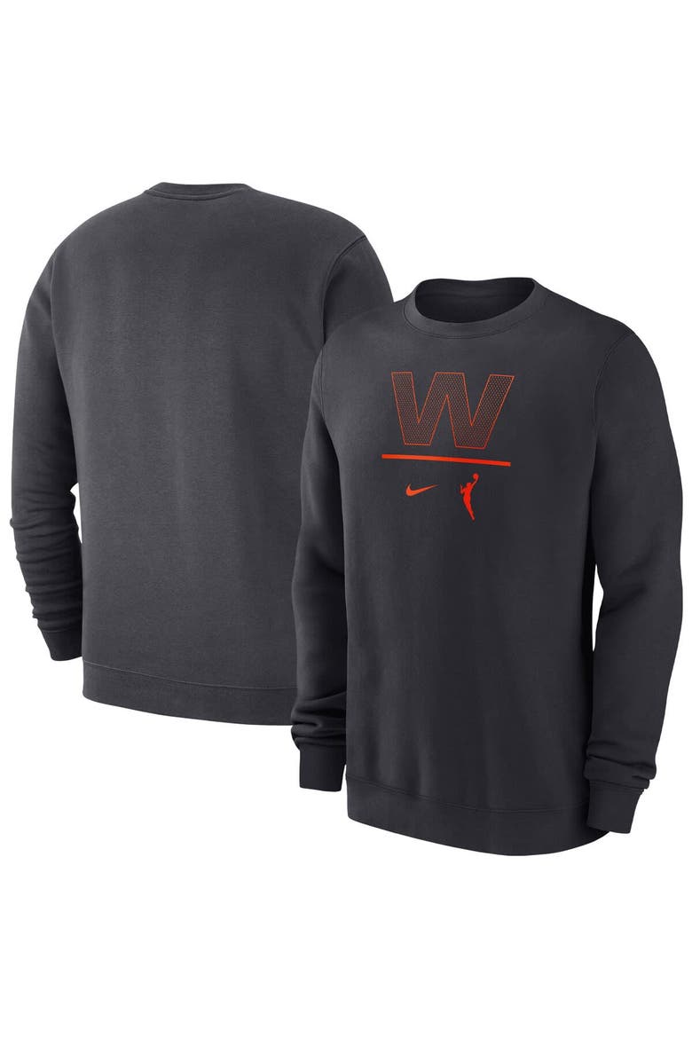 Men's Nike Anthracite WNBA Logowoman Club Fleece Pullover Sweatshirt, Alternate, color, Anthracite