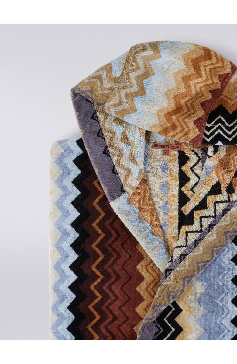 Missoni Home Giacomo Hooded Bathrobe, Alternate, color, Black