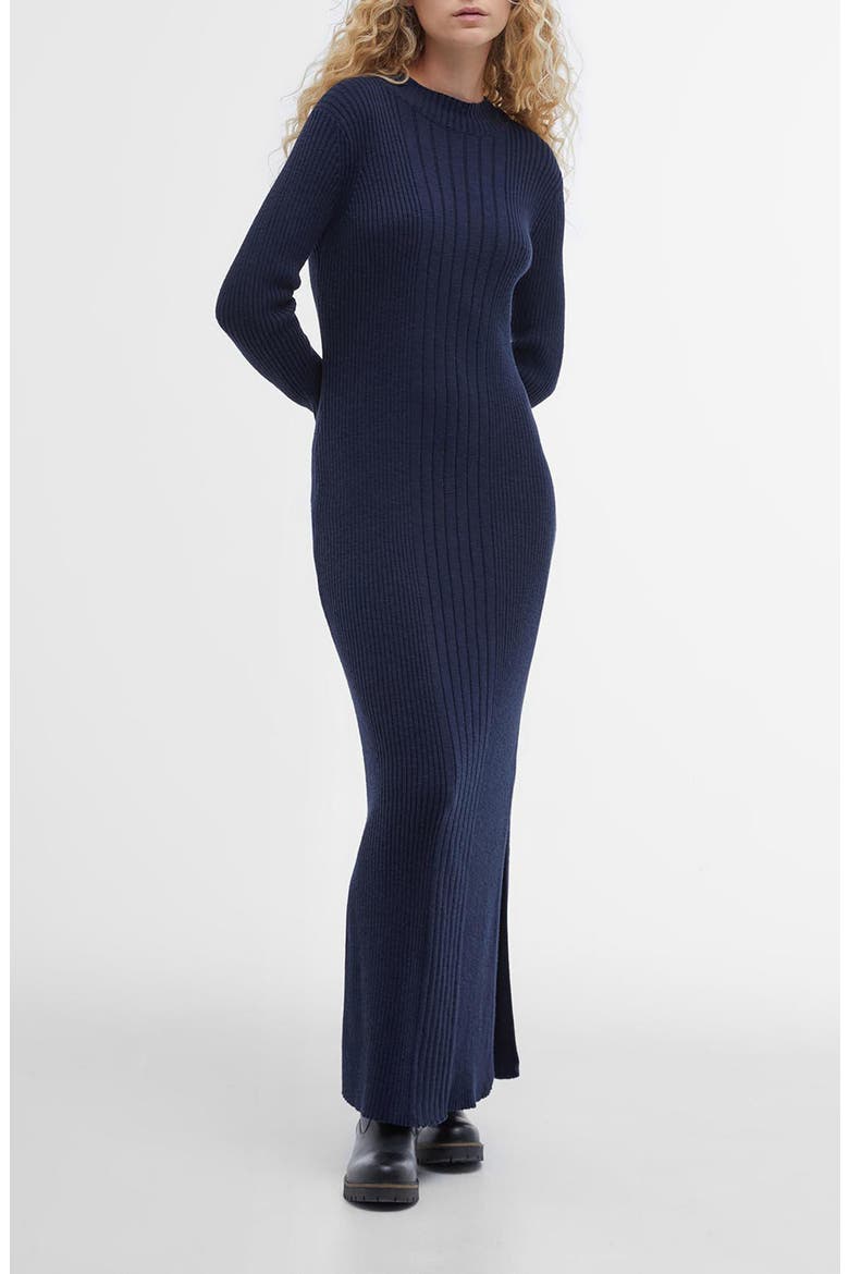 Ingrid Long Sleeve Cotton Rib Sweater Dress, Main, color, NAVY