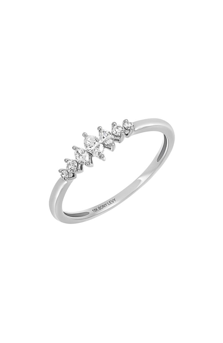 Bony Levy 18K White Gold Graduated Round & Marquise Diamond Ring - 0.23ct., Main, color, 18K White Gold