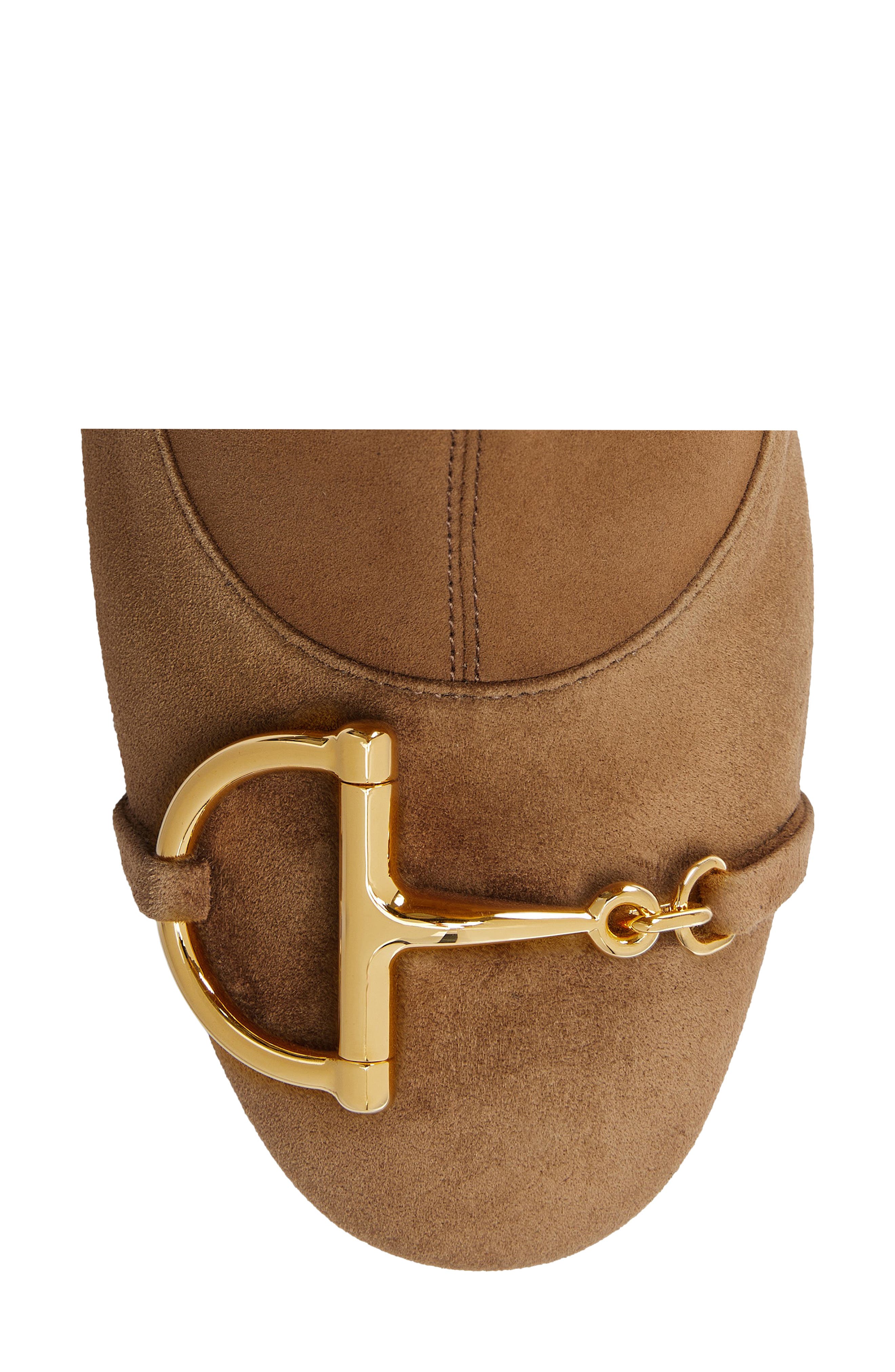 Gucci Alfa Horsebit Knee High Boot, Alternate, color, Pepper Brown