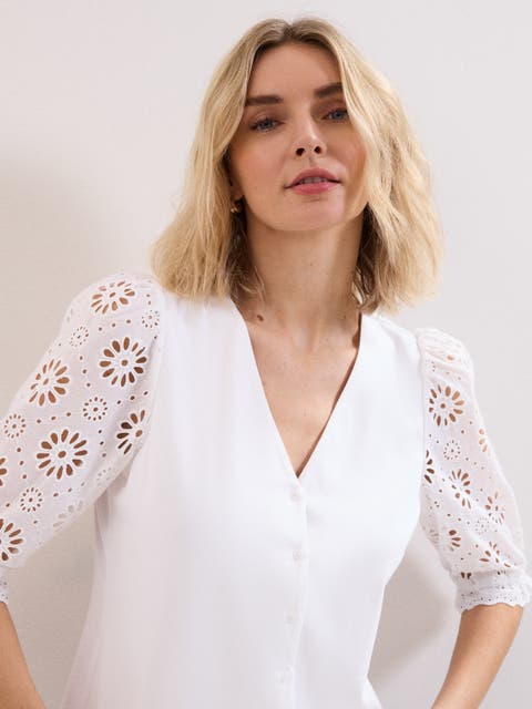 Eleanor Floral Eyelet Detail Top