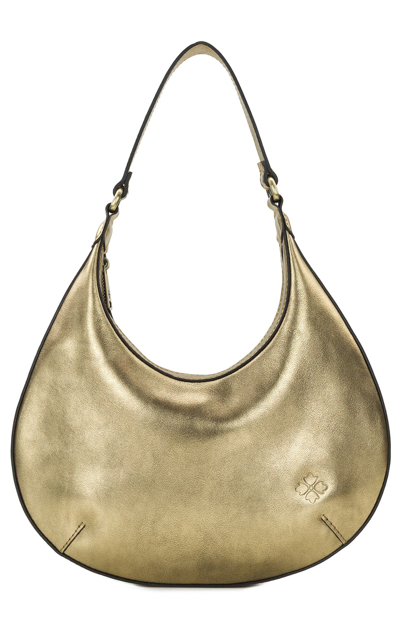 Patricia Nash Coco Crescent Shoulder Bag, Main, color, Antique Gold