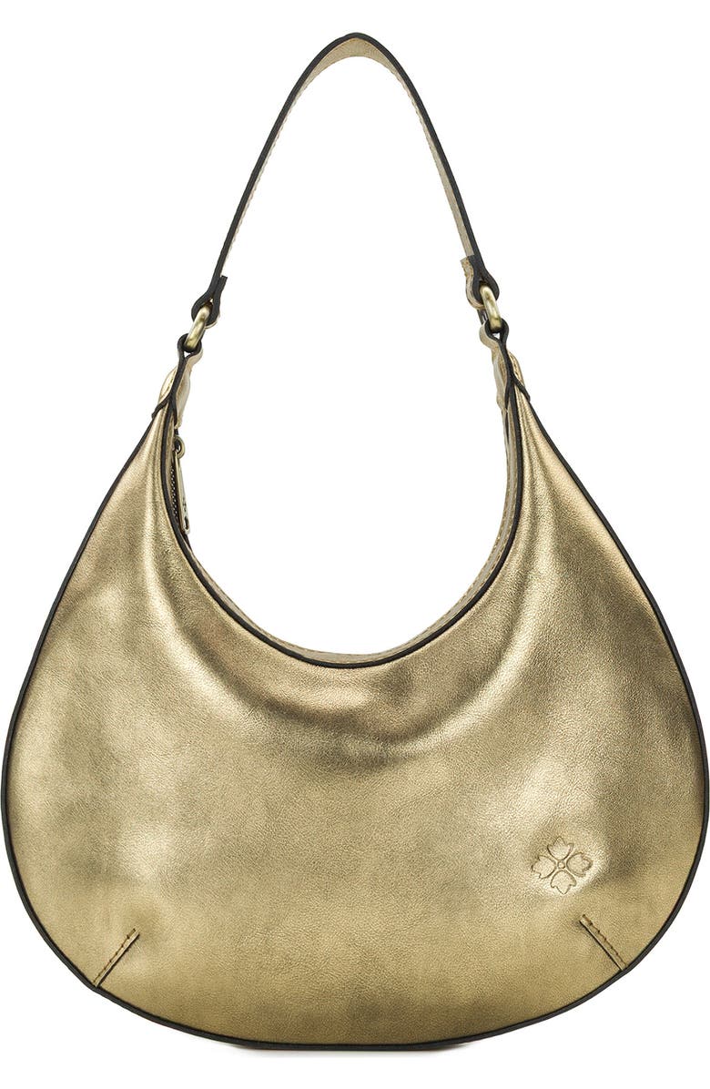 Patricia Nash Coco Crescent Shoulder Bag, Main, color, Antique Gold