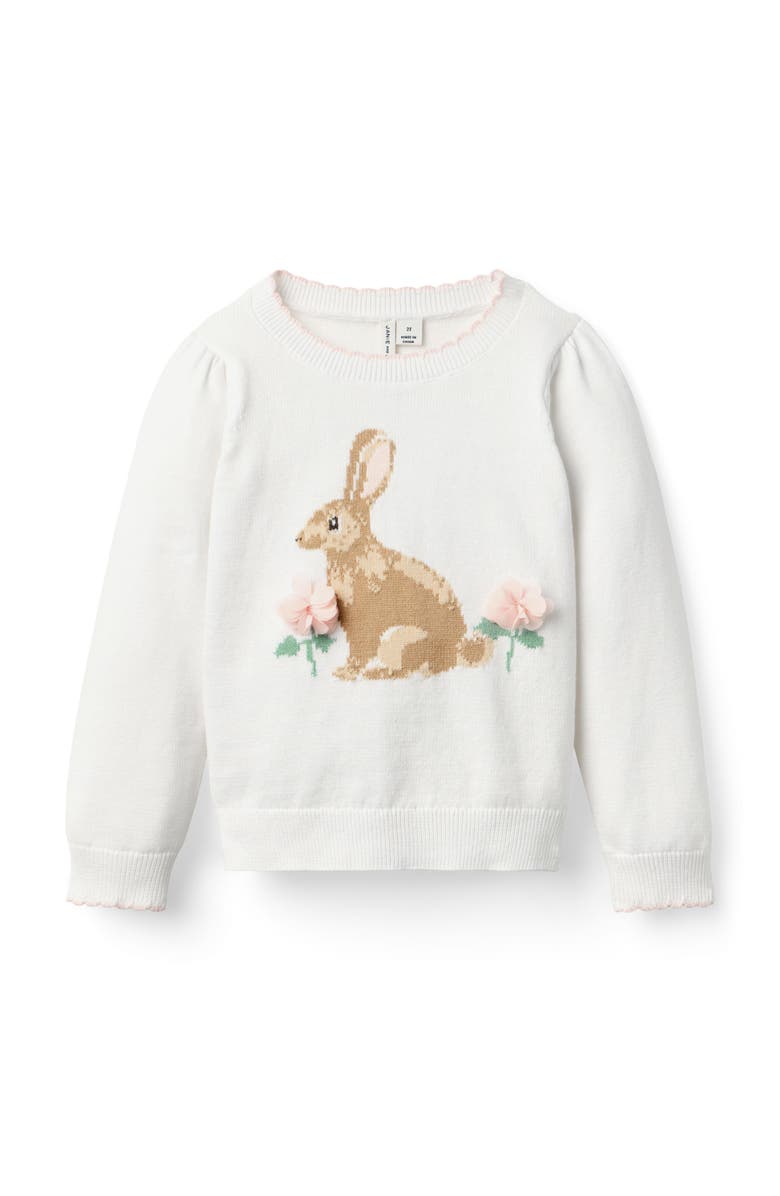 Janie and Jack Bunny Sweater, Main, color, White
