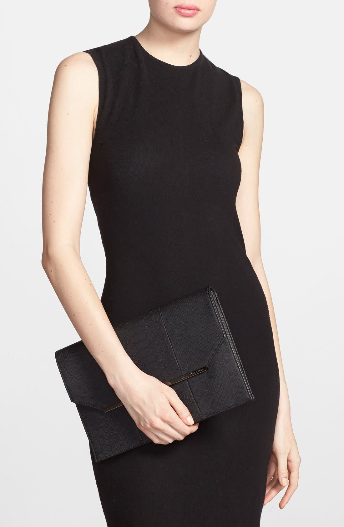 'Kelly' Envelope Clutch, Alternate, color, BLACK
