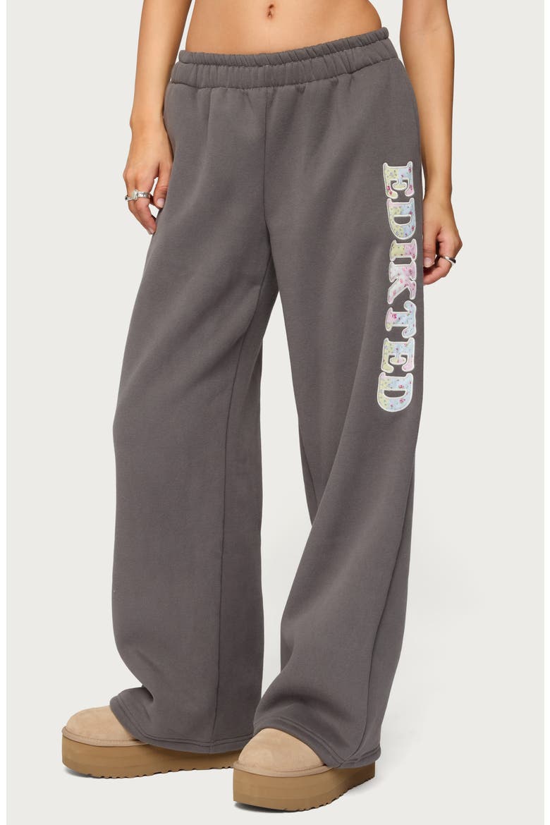 Mili Logo Wide Leg Sweatpants, Main, color, GRAY