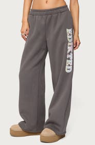 EDIKTED Mili Logo Wide Leg Sweatpants