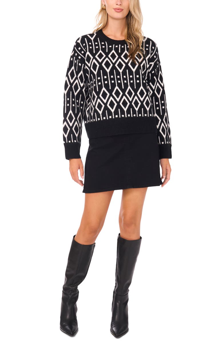 Vince Camuto Jacquard Sweater, Alternate, color, Rich Black