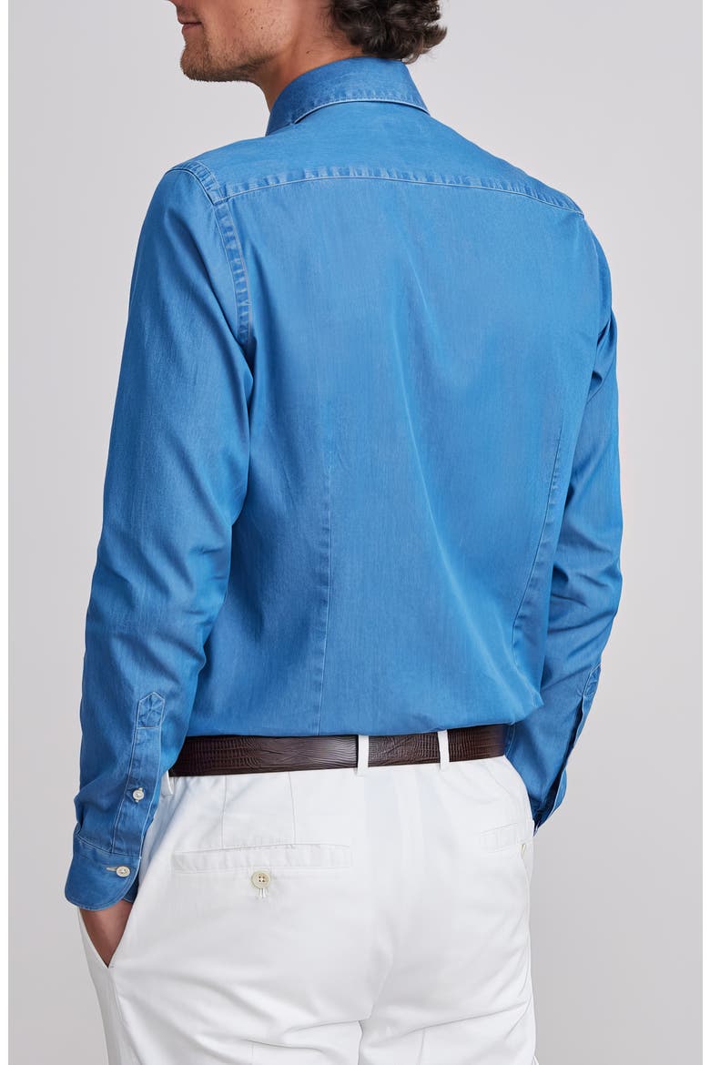 Modern Fit Luxe Denim Twill Button-Up Shirt, Alternate, color, MEDIUM BLUE