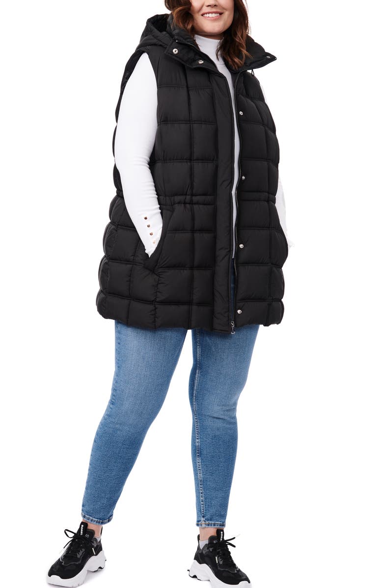 Bernardo Hooded Recycled Polyester Puffer Vest, Alternate, color, 