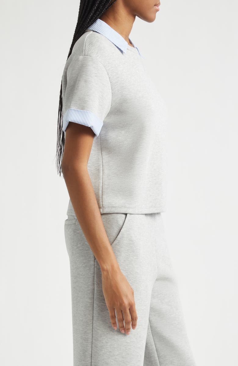 Veronica Beard Stuyvesant Mixed Media Top, Alternate, color, Light Heather Grey