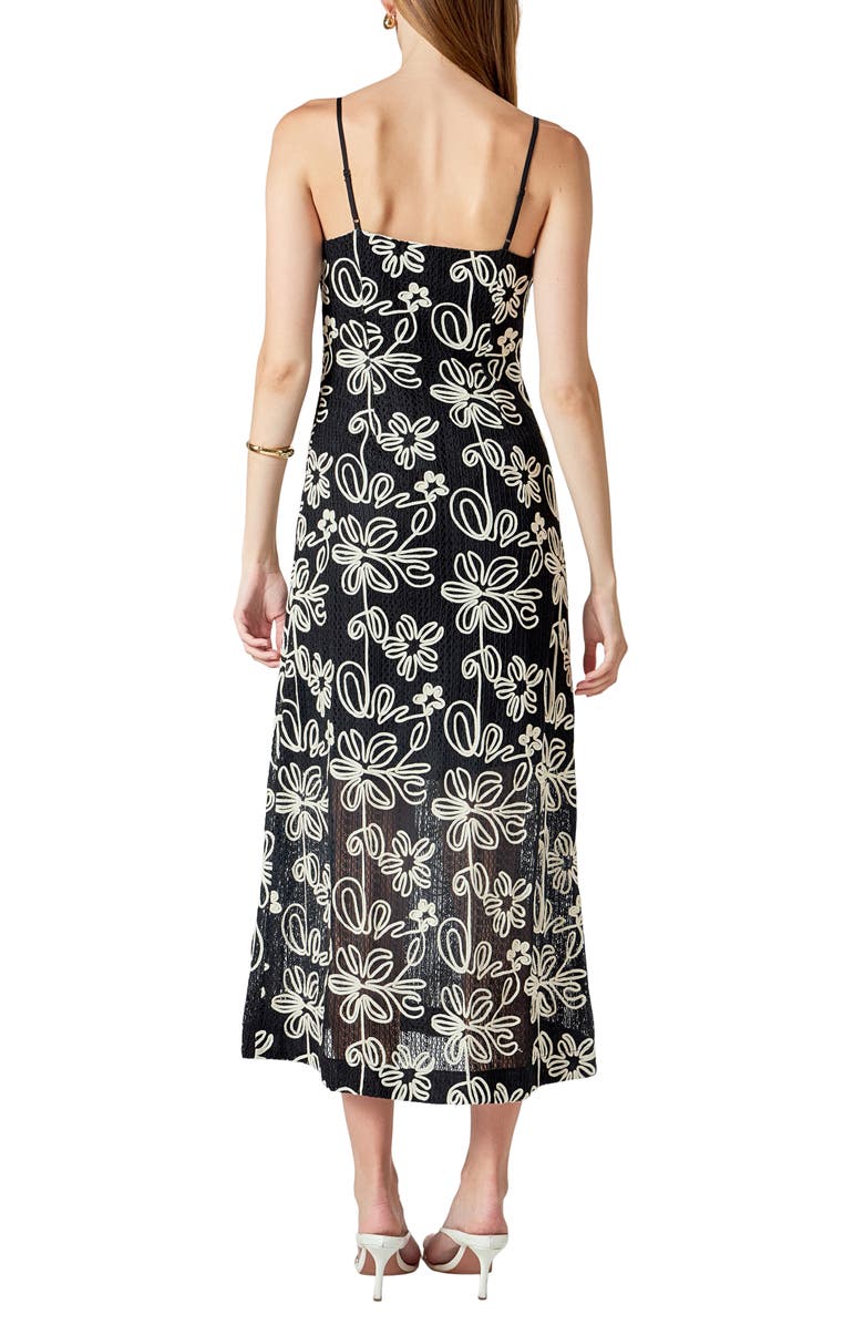 Endless Rose Embroidered Floral Open Stitch Dress, Alternate, color, Black/ Cream