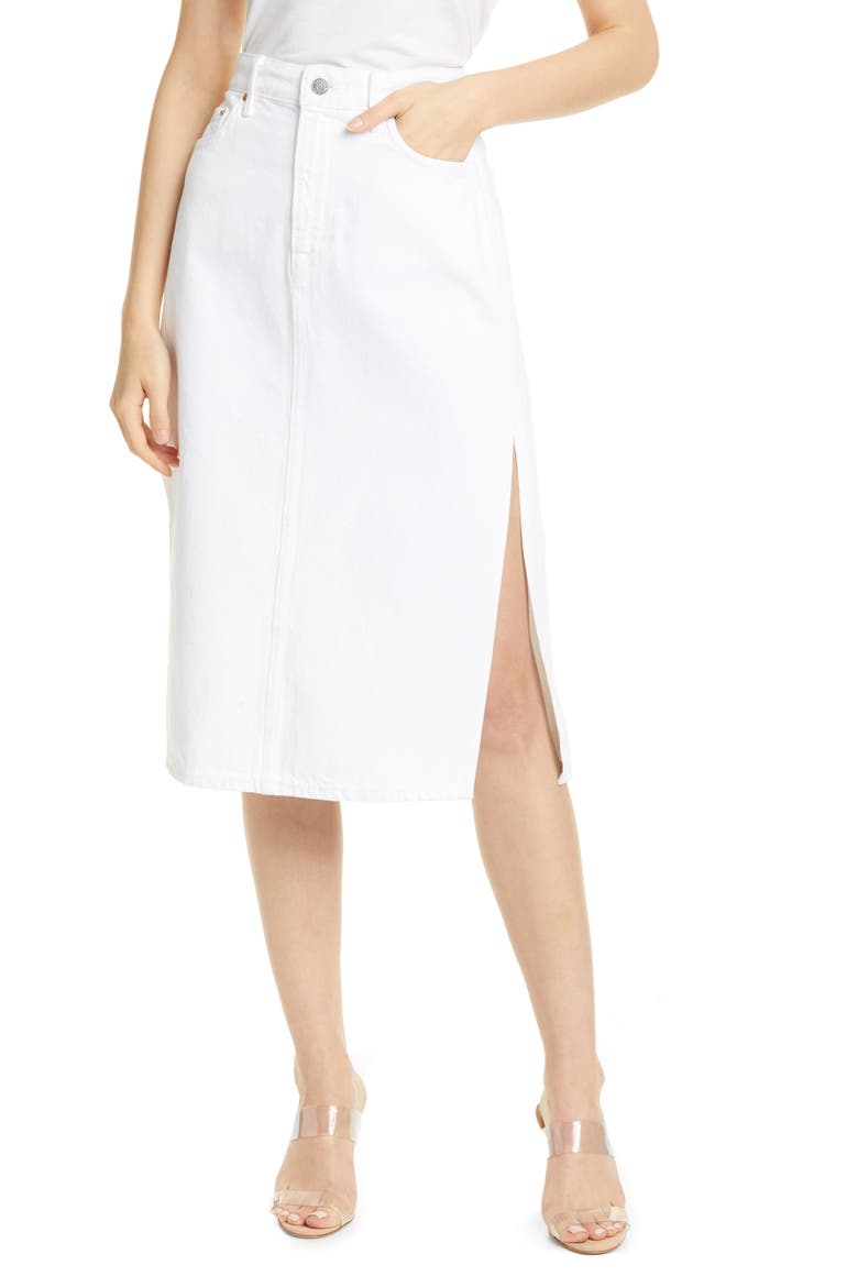 Nora Slit Denim Skirt, Main, color, BLANK PAGE