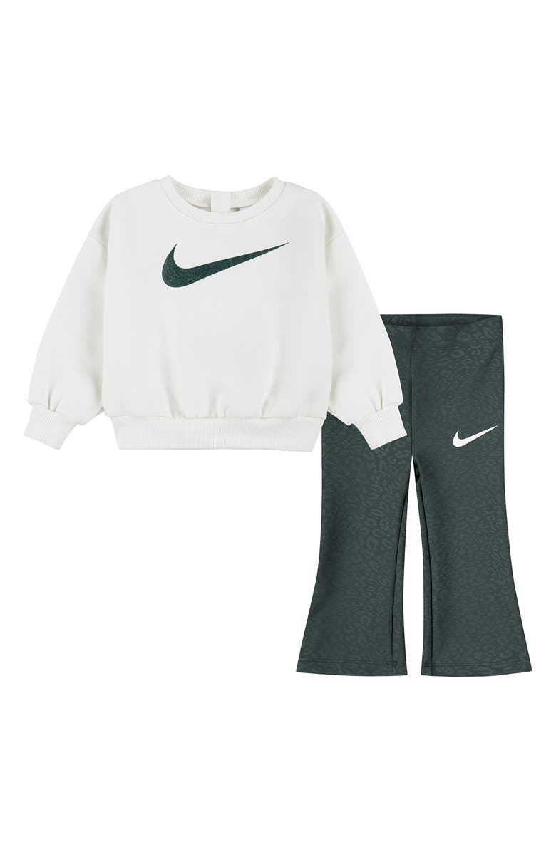 Nike Swoosh Spirit Sweatshirt & Flare Leggings Set, Main, color, Sail