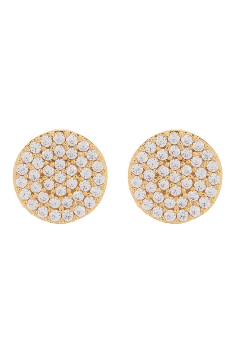 CZ Pavé Disc Stud Earrings, Main, color, CLEAR/ GOLD