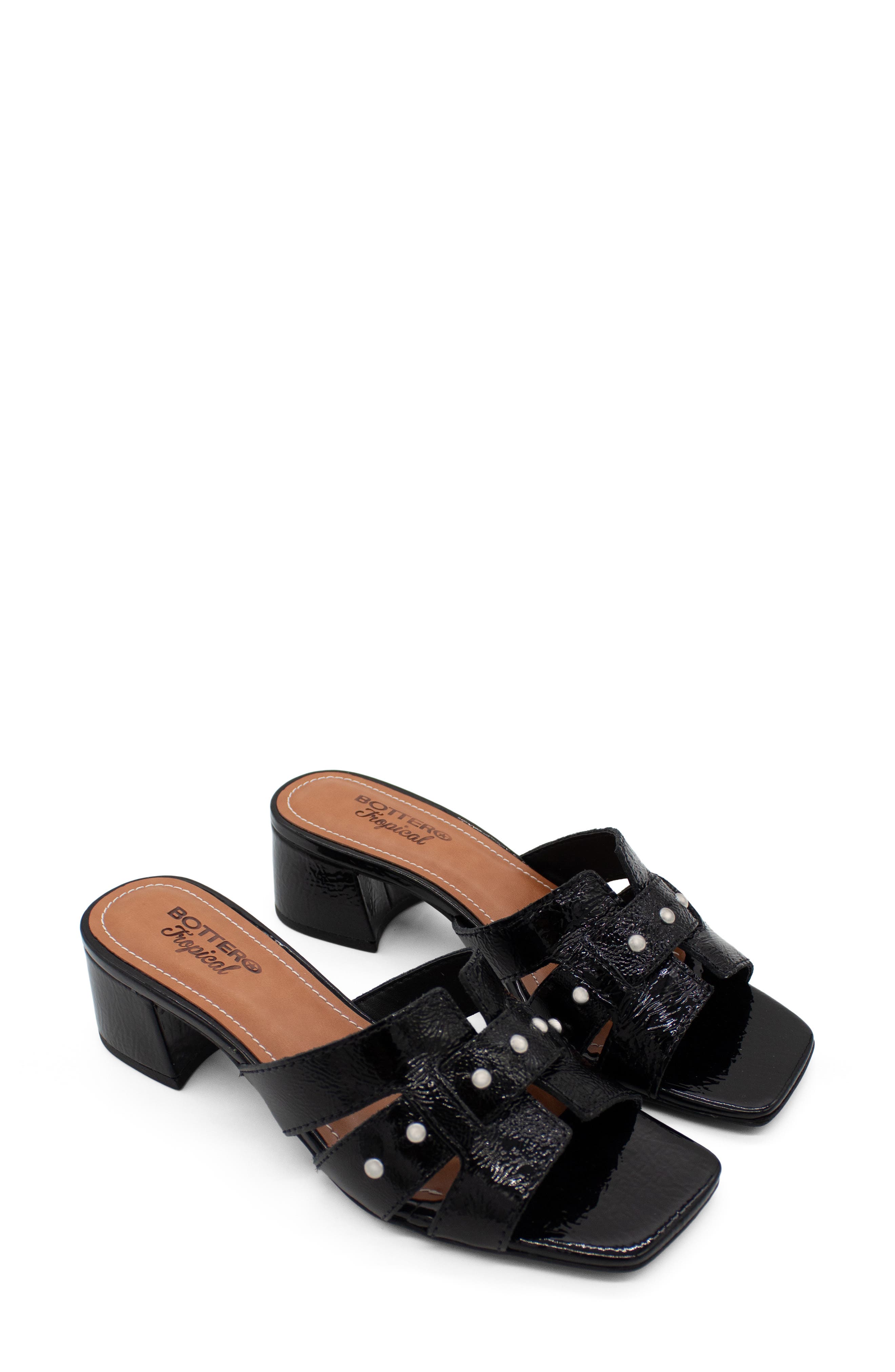 Bottero Studded Leather Slide Sandal, Main, color, Preto