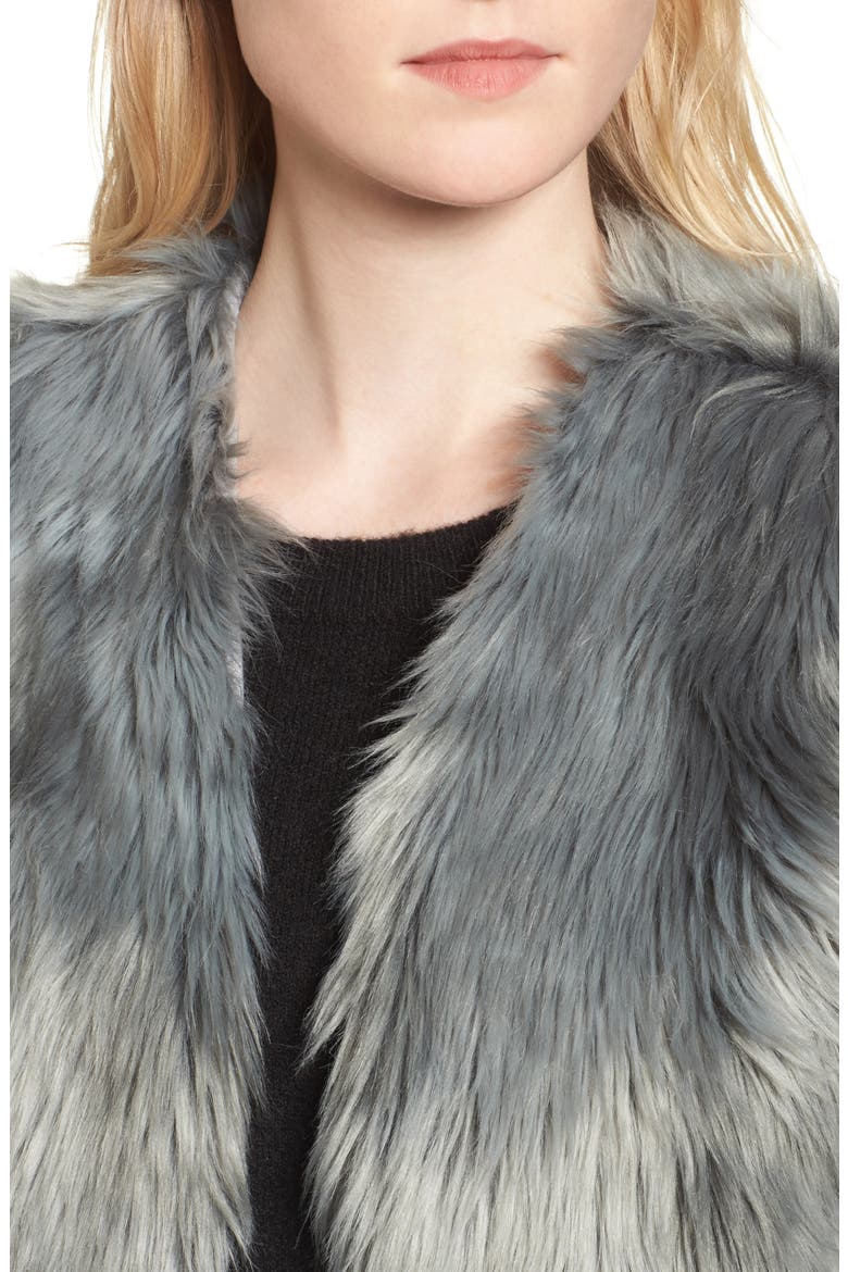 Faux Fur Vest, Alternate, color, DENIM