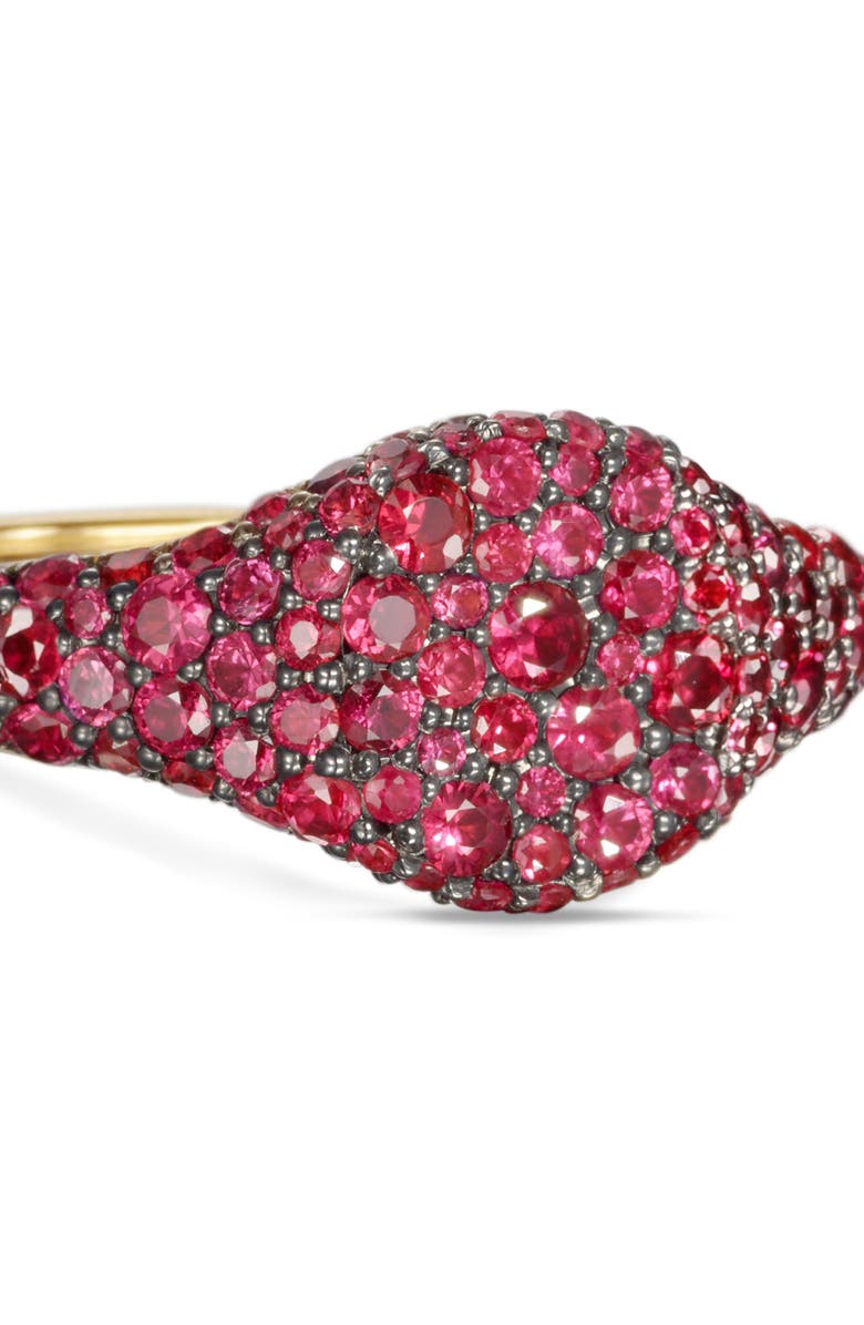 David Yurman Petite Pavé Pinky Ring 18K Yellow Gold with Pink Sapphires, 7mm, Alternate, color, Pink Sapphire