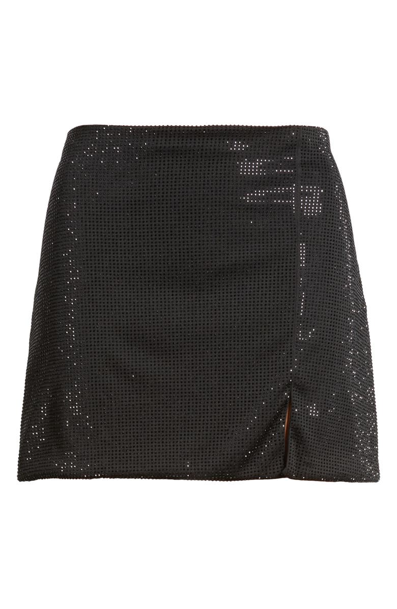 MANGO Cher Crystal Detail Miniskirt, Alternate, color, Black