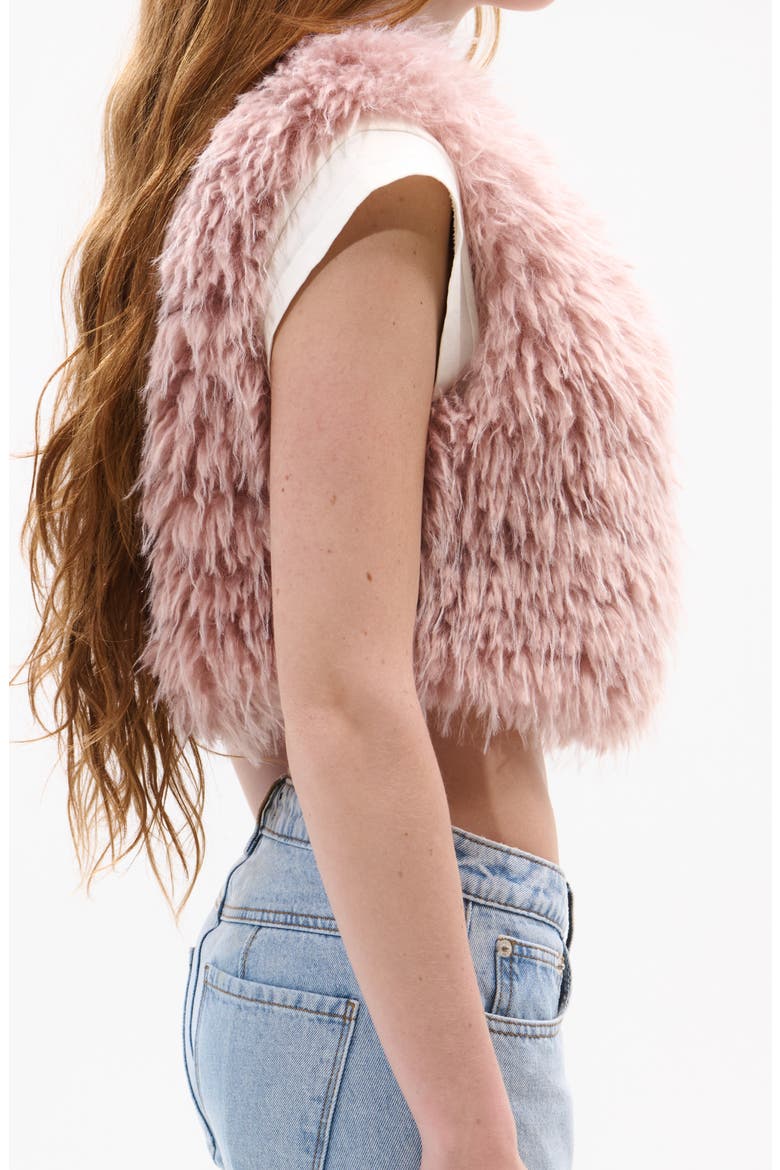 Camille Faux Fur Crop Vest, Alternate, color, PINK