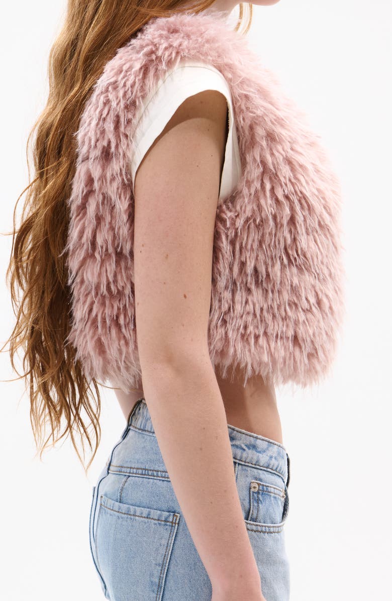 AZALEA WANG Camille Faux Fur Crop Vest, Alternate, color, Pink