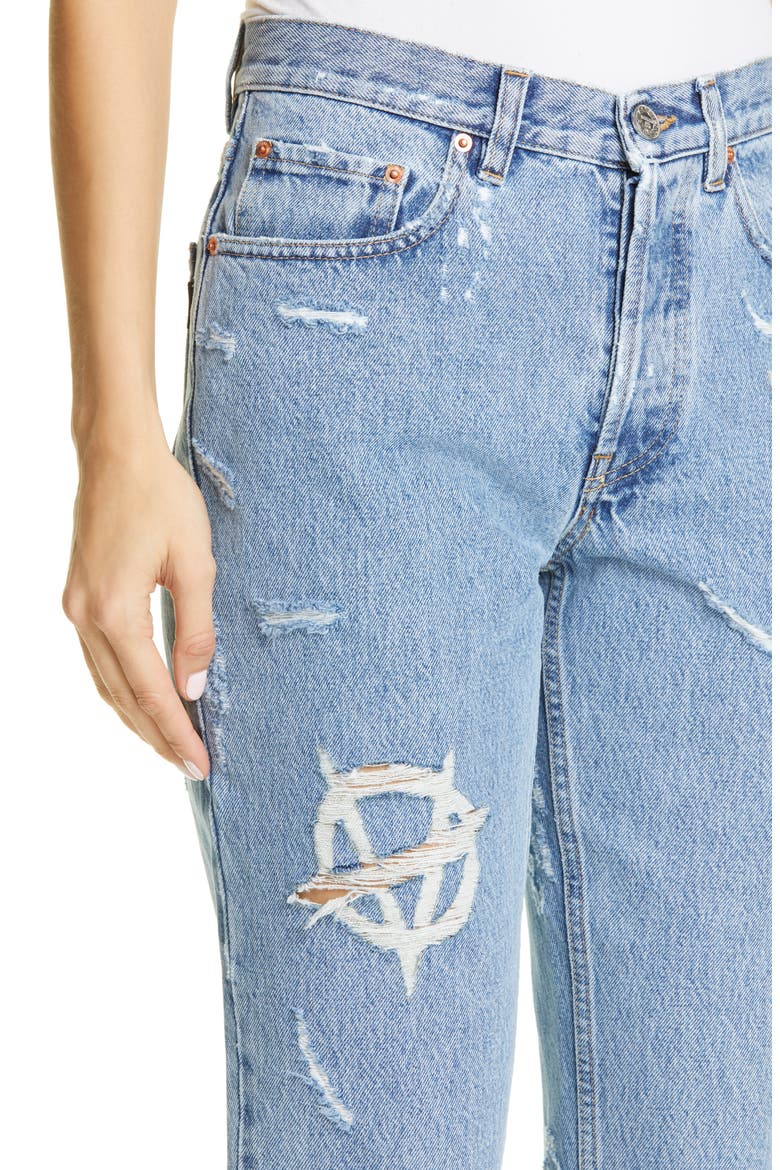 Anarchy Ripped High Waist Slim Jeans, Alternate, color, LIGHT BLUE