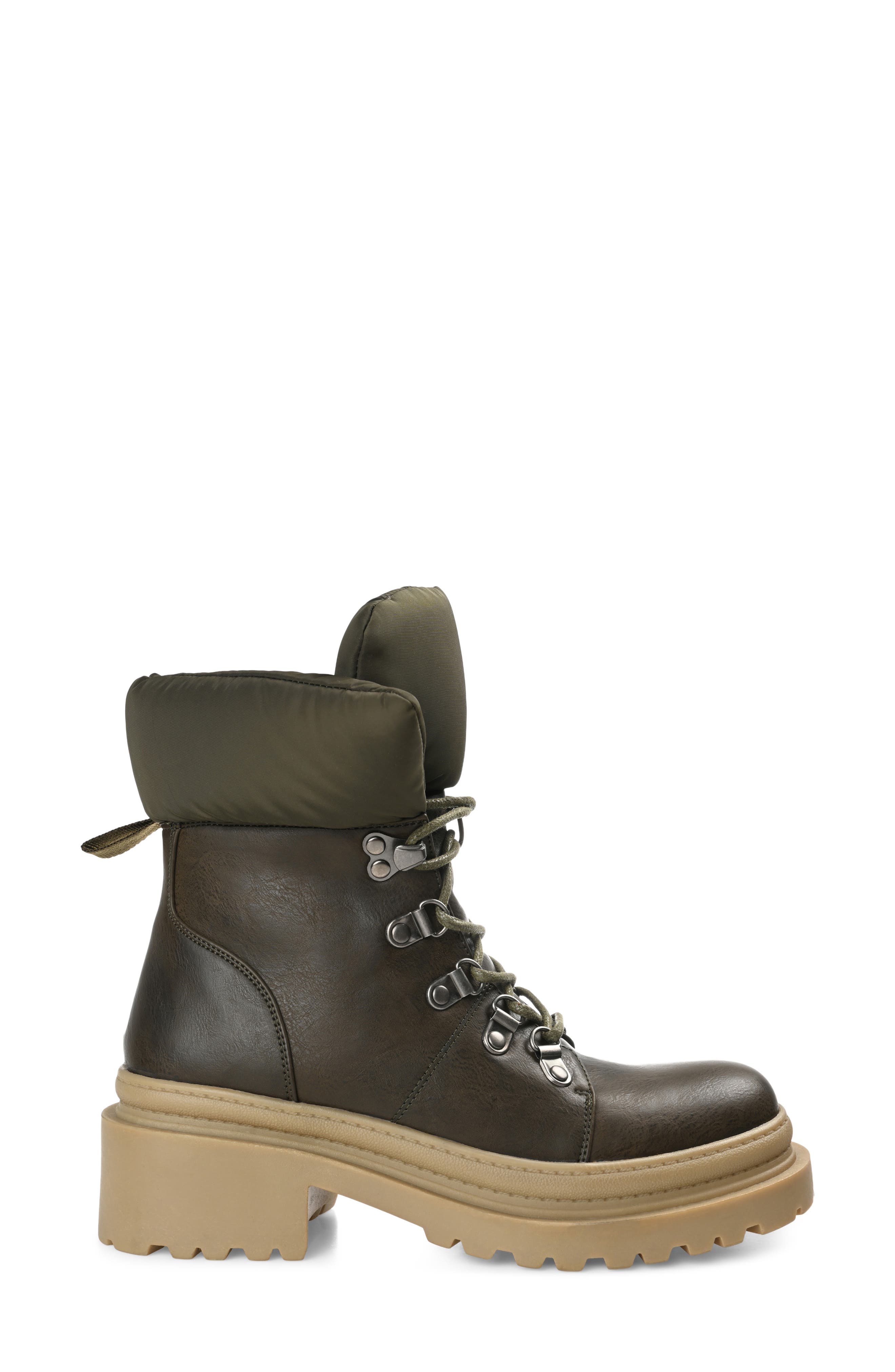 Irrah Faux Leather Lug Sole Boot, Alternate, color, OLIVE