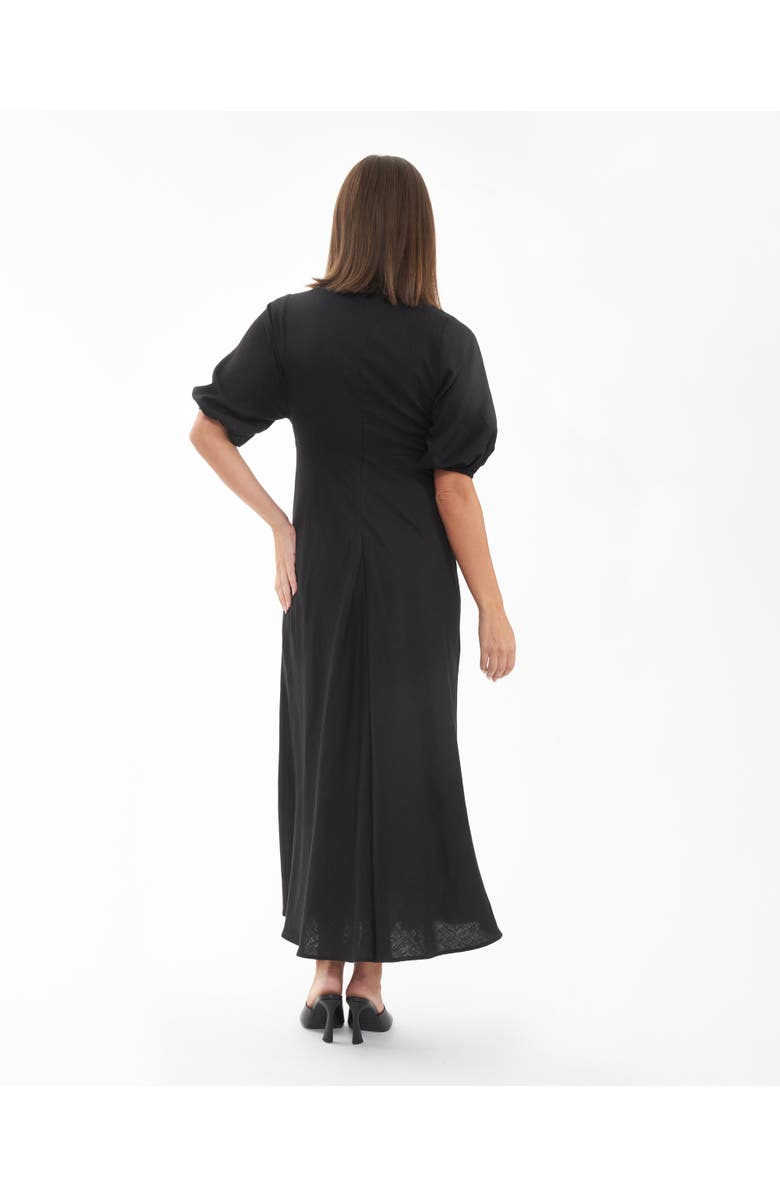 Ripe Maternity Camille Tie Front Linen Dress, Alternate, color, Black