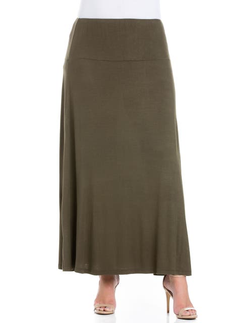Plus Size Comfortable Fit Elastic Waist Maxi Skirt
